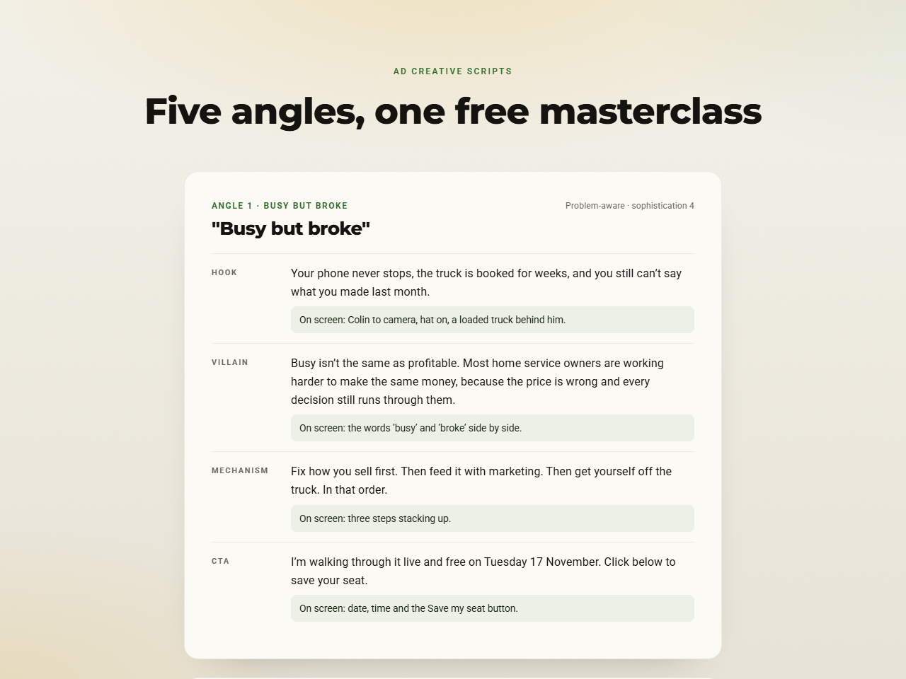 Ad creative scripts preview