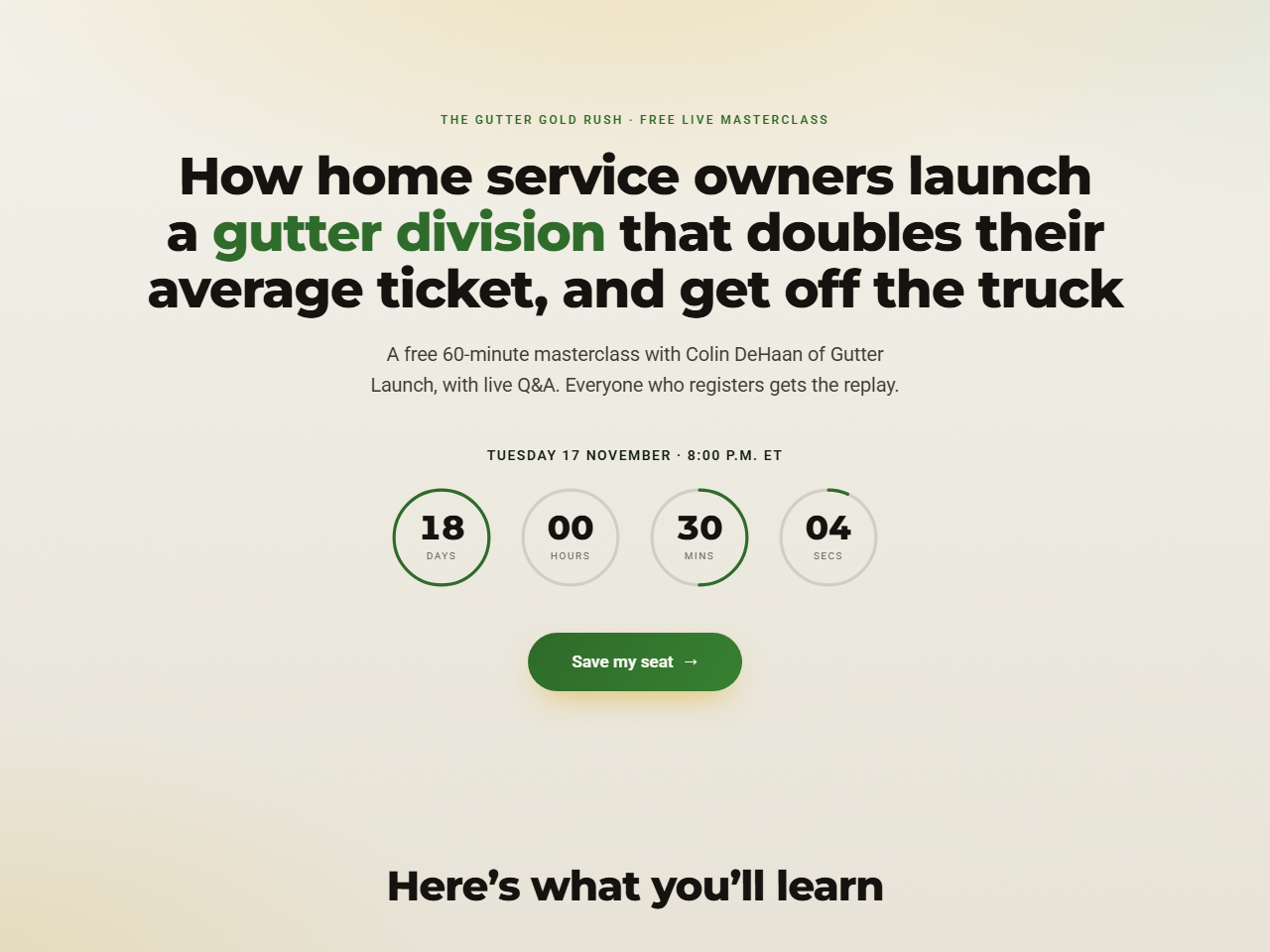 Registration page preview
